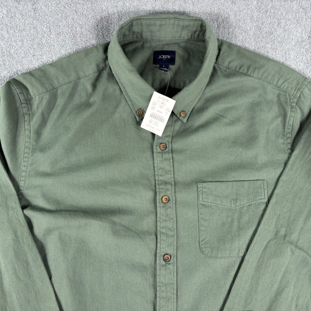 J.CREW Shirt Men's L Green Striped Long Sleeve Earth Tone Gorpcore Workwear NWT